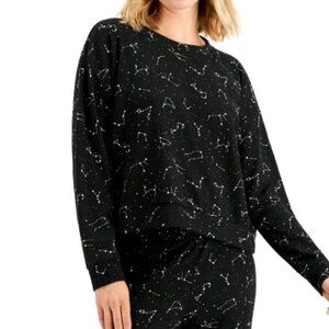 Jenni Women's 2pcs  Pajama Pant Set Constellation, black Print Long Sleeve
